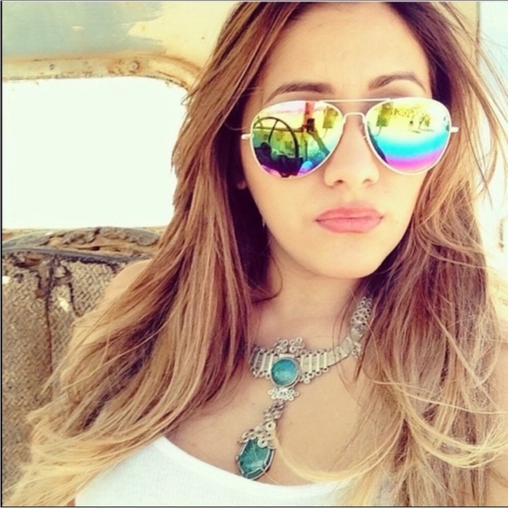 Rainbow Mirrored Lens Aviator Sunglasses New